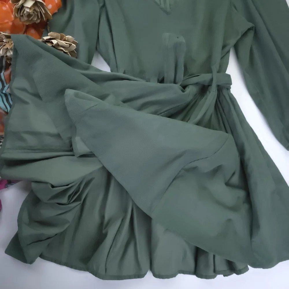 Laroque Orignal Green Corded Party Dress Chic Long Sleeve Sz L. - Picture 6 of 11